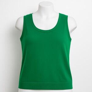 Talbots Women Petites 2XP Green Sleeveless‎ Knit Tank Cashmere Blend Top
